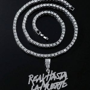 1 colgante de aleación de zinc estilo hip hop con letras de diamantes de imitación