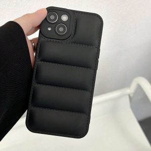 1 funda para teléfono minimalista estilo chaqueta de plumas microperforada