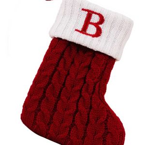 1 Pieza Calcetines Con Letras Navideñas De Punto Rojo, Decoración De Hogar Y Árbol