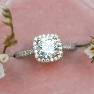 1 pieza de anillo de bolsa cuadrado de lujo de moissanita