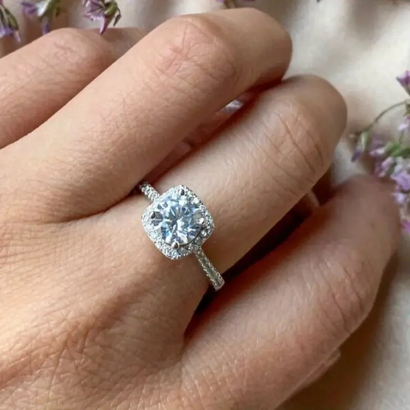 1 pieza de anillo de bolsa cuadrado de lujo de moissanita - Imagen 2