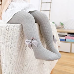 1 pieza de medias para niñas, pantimedias gruesas con nudo de lazo para otoño e invierno
