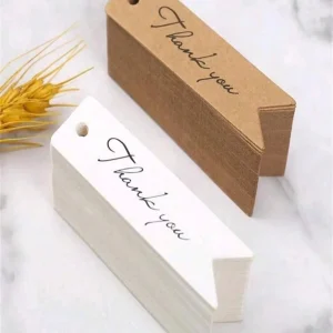 100 piezas de etiquetas colgantes de agradecimiento, tarjetas de estampación en caliente