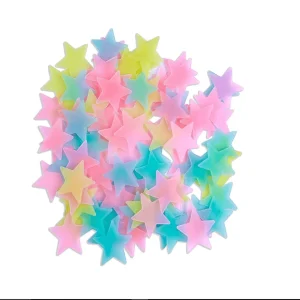 100 piezas de pegatinas de pared de plástico, calcomanías luminosas en forma de estrella