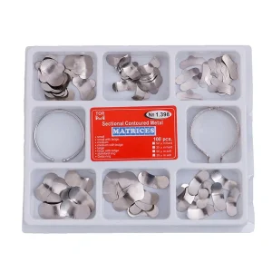 100 unids/paquete de Matrices de Metal contorneadas seccionales de matriz Dental