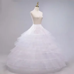 1pc Enaguas de Estilo Real para Mujer, 6 Aros A-Line de Longitud Completa para Vestidos de Boda y Noches