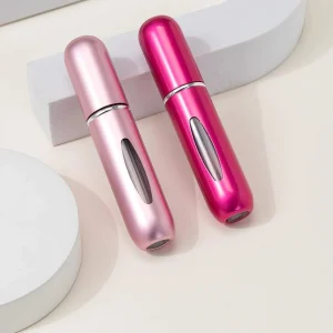 2 botellas de perfume rellenables de 5 ml con atomizador en aerosol con bomba inferior