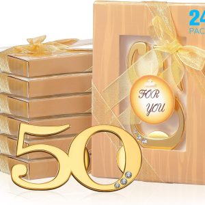 24 Abridores de Botellas de Cerveza 50 para Favores de Fiesta de Cumpleaños 50