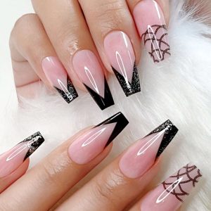 24 piezas Uña postiza brillante & 1 hoja cinta