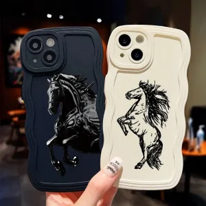 2pcs Funda De Teléfono De Lujo Con Gráficos De Caballos De Anime