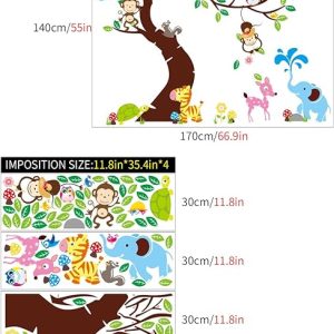 4 calcomanías de pared de árbol marrón de dibujos animados gigantes 12 x 36