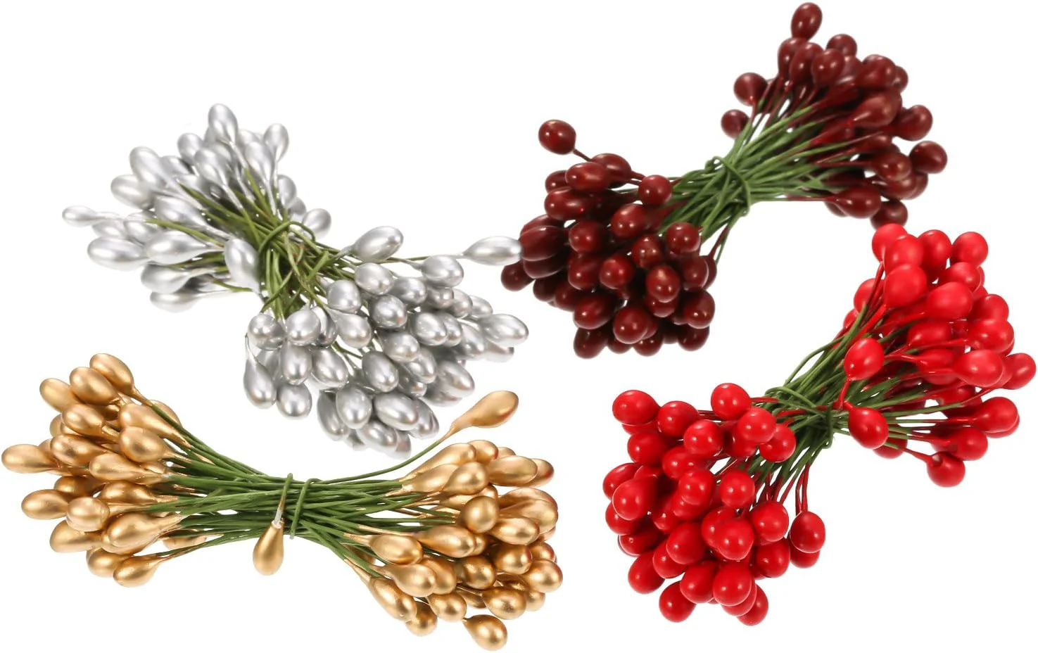 400 Piezas de Bayas de Acebo Artificiales Multicolores