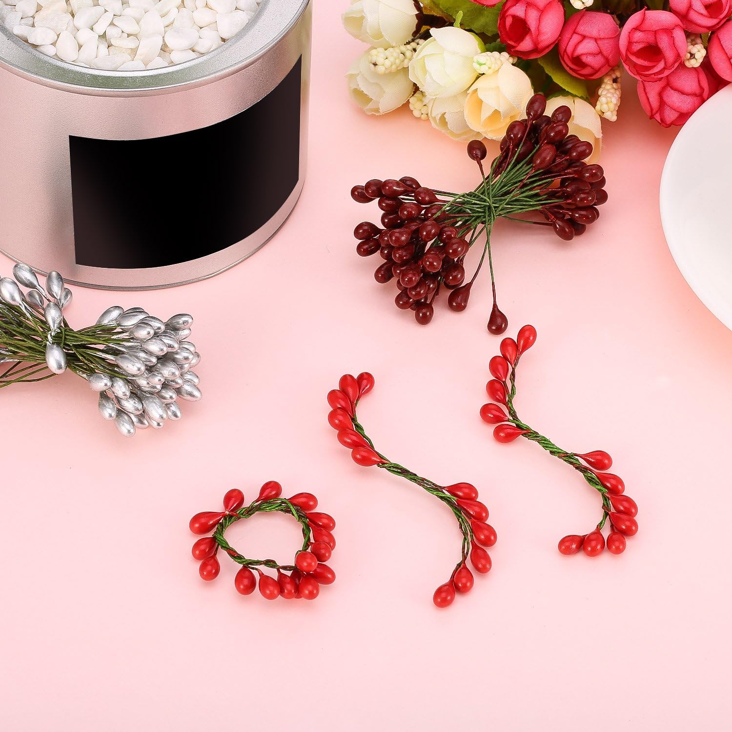 400 Piezas de Bayas de Acebo Artificiales Multicolores - Imagen 4