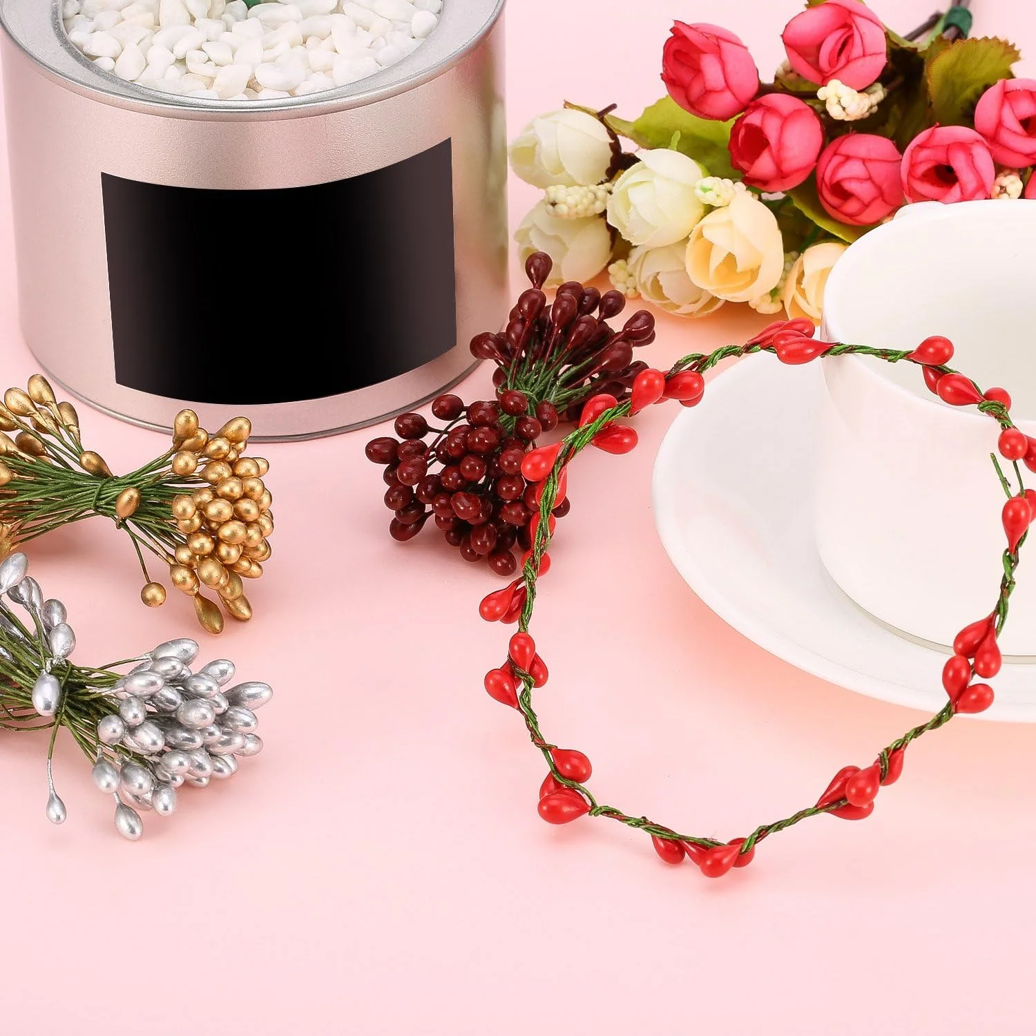 400 Piezas de Bayas de Acebo Artificiales Multicolores - Imagen 6