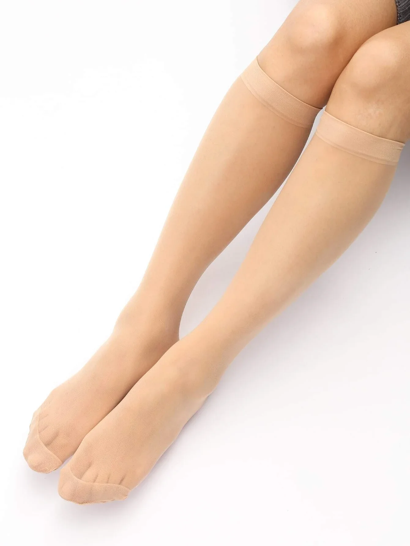 4 pares calcetines sobre pantorrilla unicolor - Imagen 6