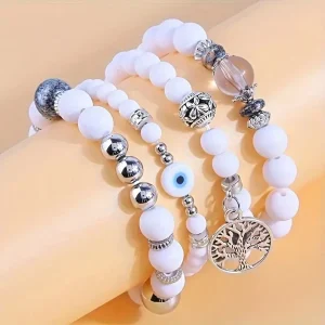 4pcs/Set Pulsera De Árbol De La Vida Boho Con Cuentas