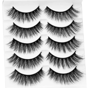 5 pares de pestañas postizas 3D de visón sintético, pestañas postizas naturales