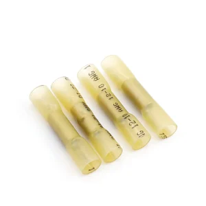 50 conectores termorretráctiles, terminales de crimpado impermeables de color amarillo de 12 a 10 AWG