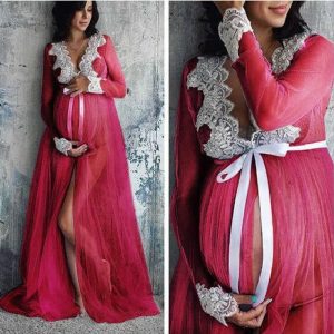 Accesorio de ropa de fotografía, vestidos de maternidad de encaje para sesión de fotos