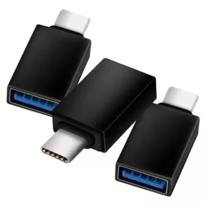 Adaptador Otg Usb Hembra A Tipo C Macho, Color Negro, 3 Piezas