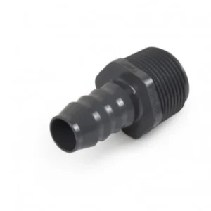 Adaptador reductor de PVC con rosca NPT macho de 3/4" de inserción dentada, Sch 40, gris