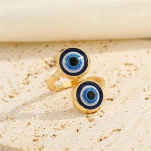 Anillo de dedo de ojo turco brillante para mujer