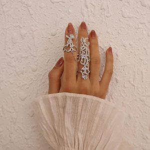 Anillos de cadena de eslabones de cristal brillante