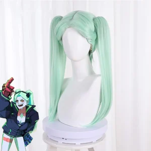 Anime Cyberpunk: Edgerunners Rebecca Green Ponytails Cosplay  pelo sintético
