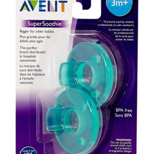 Avent Super Soothie Chupete, verde, para más de 3 meses, paquete de 2