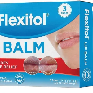 Bálsamo labial Flexitol, tubo de 0,35 onzas, color blanco crema, 3 unidades (paquete de 1)