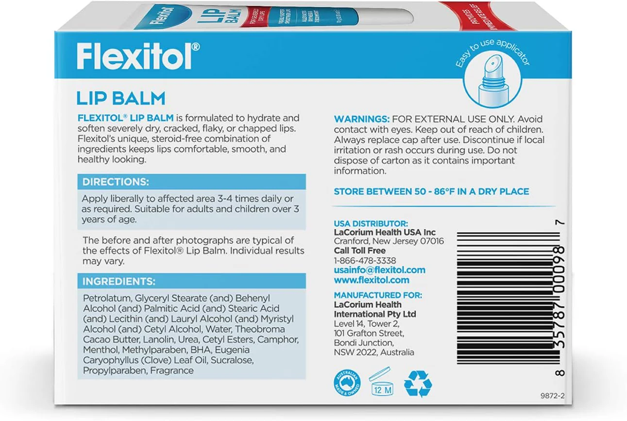 Bálsamo labial Flexitol, tubo de 0,35 onzas, color blanco crema, 3 unidades (paquete de 1) - Imagen 3