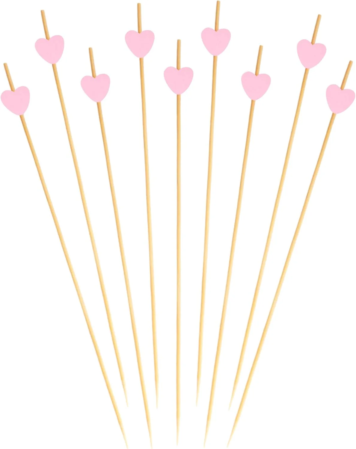 BambooMN Brochetas de bambú de 8.3 pulgadas con forma de corazón rosa - Imagen 4