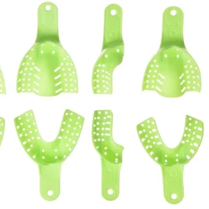 Bandejas de impresión dental perforadas genéricas, juego de 10 bandejas (verde)