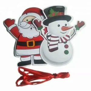 Banderines navideños con Papá Noel y muñeco de nieve