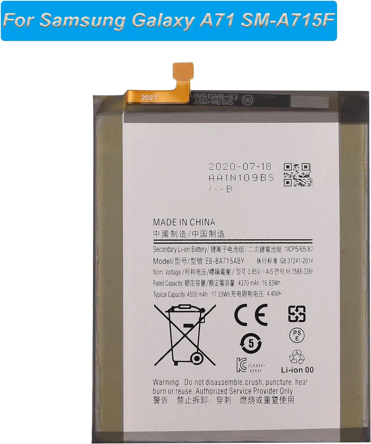 Batería de Repuesto EB-BA715ABY Compatible con Samsung Galaxy con Herramientas - Imagen 2