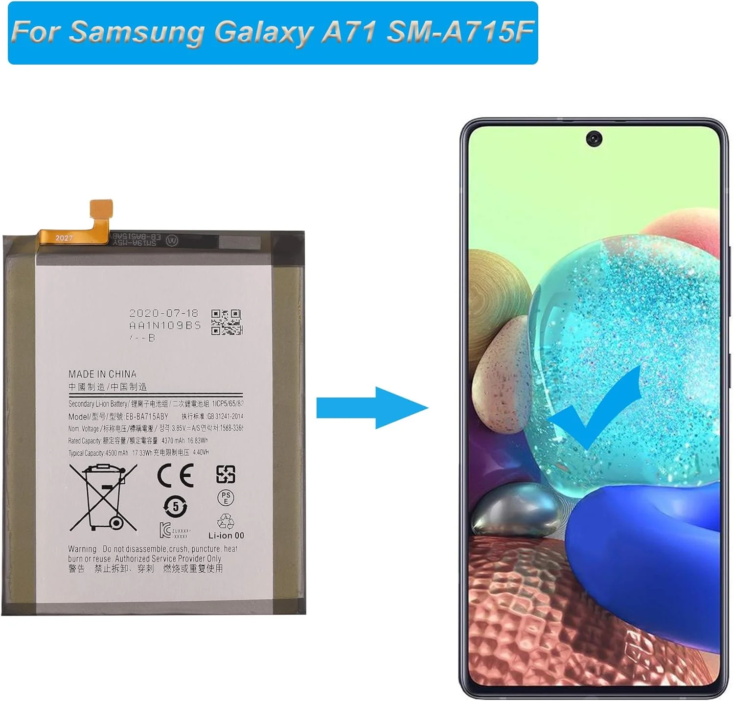Batería de Repuesto EB-BA715ABY Compatible con Samsung Galaxy con Herramientas - Imagen 3