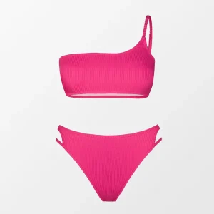 Bikini de un hombro acanalado - Cintura alta