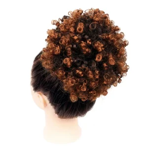Black Star-coleta de pelo rizado sintético para mujer, postizo Afro Puff corto