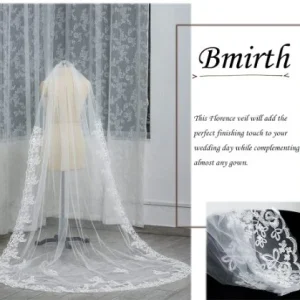 Bmirth 1 capa de velo de novia de catedral, longitud larga