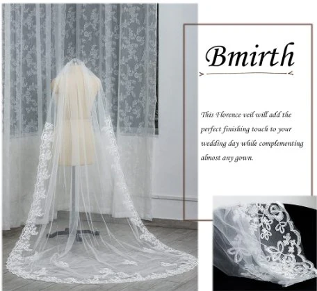 Bmirth 1 capa de velo de novia de catedral, longitud larga