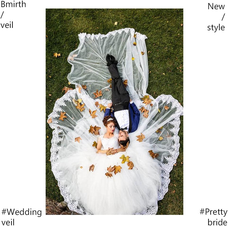 Bmirth 1 capa de velo de novia de catedral, longitud larga - Imagen 4