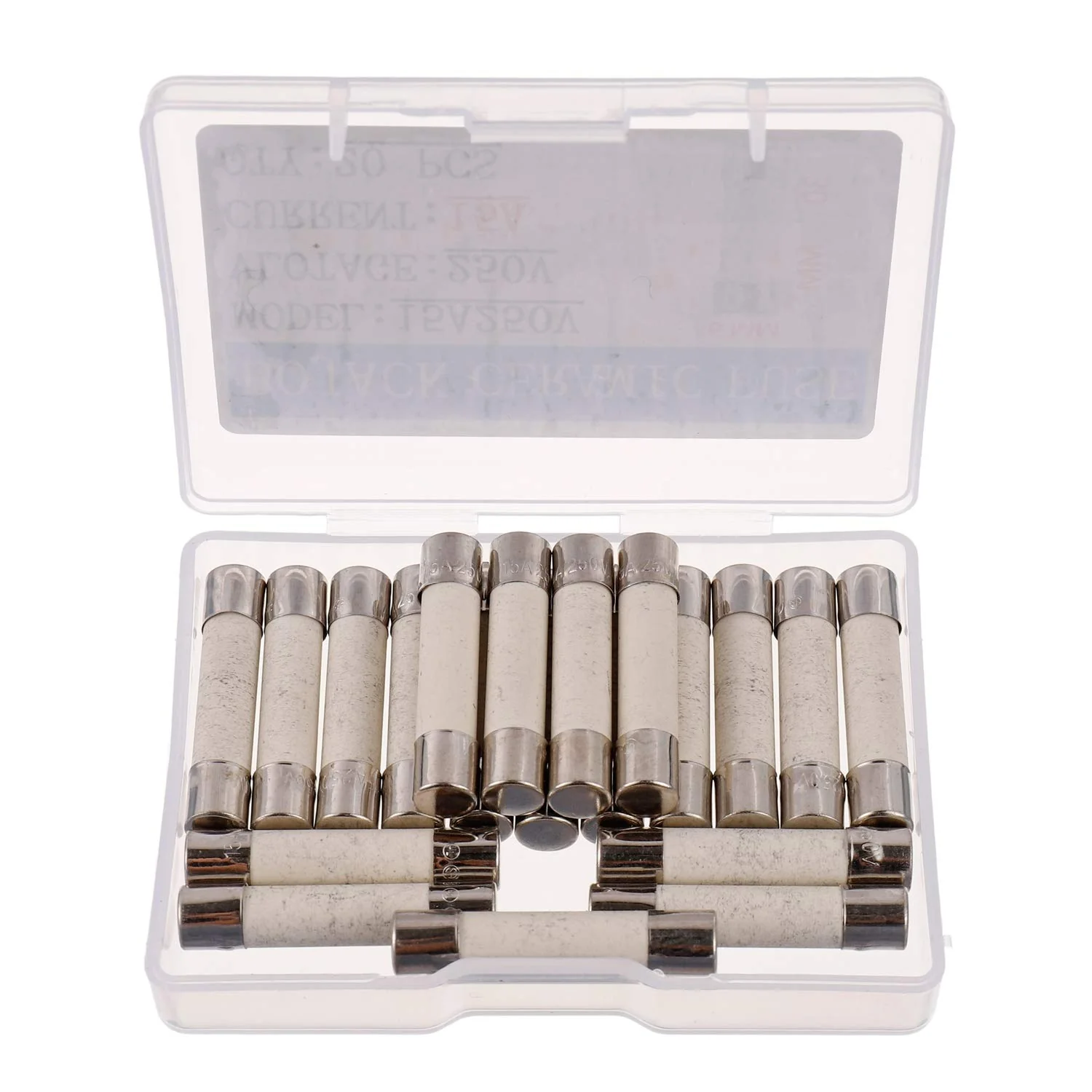 BOJACK T15A250V 6x30 mm 15 A 250 V Fusibles cerámicos de fusión lenta, 20 piezas - Imagen 2