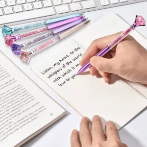 Bolígrafo de diamante de cristal creativo, 1 piezas, tinta negra, papelería escolar y de Oficina