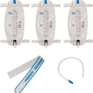 Bolsa de drenaje urinario para piernas ViDava, paquete de 3, 32 oz, con tubo de 18"