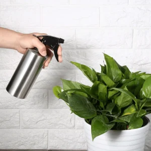 Botella de riego para plantas, 550 ml, acero inoxidable, bomba multifuncional