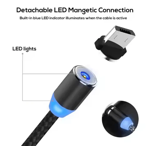 Cable de datos de carga USB magnético 3 en 1 de nailon trenzado de 1 m de alta calidad HYTO de 3 A - Imagen 5