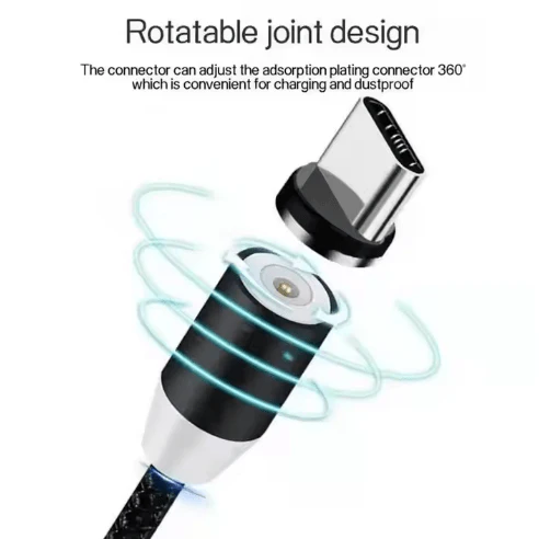Cable de datos de carga USB magnético 3 en 1 de nailon trenzado de 1 m de alta calidad HYTO de 3 A - Imagen 4