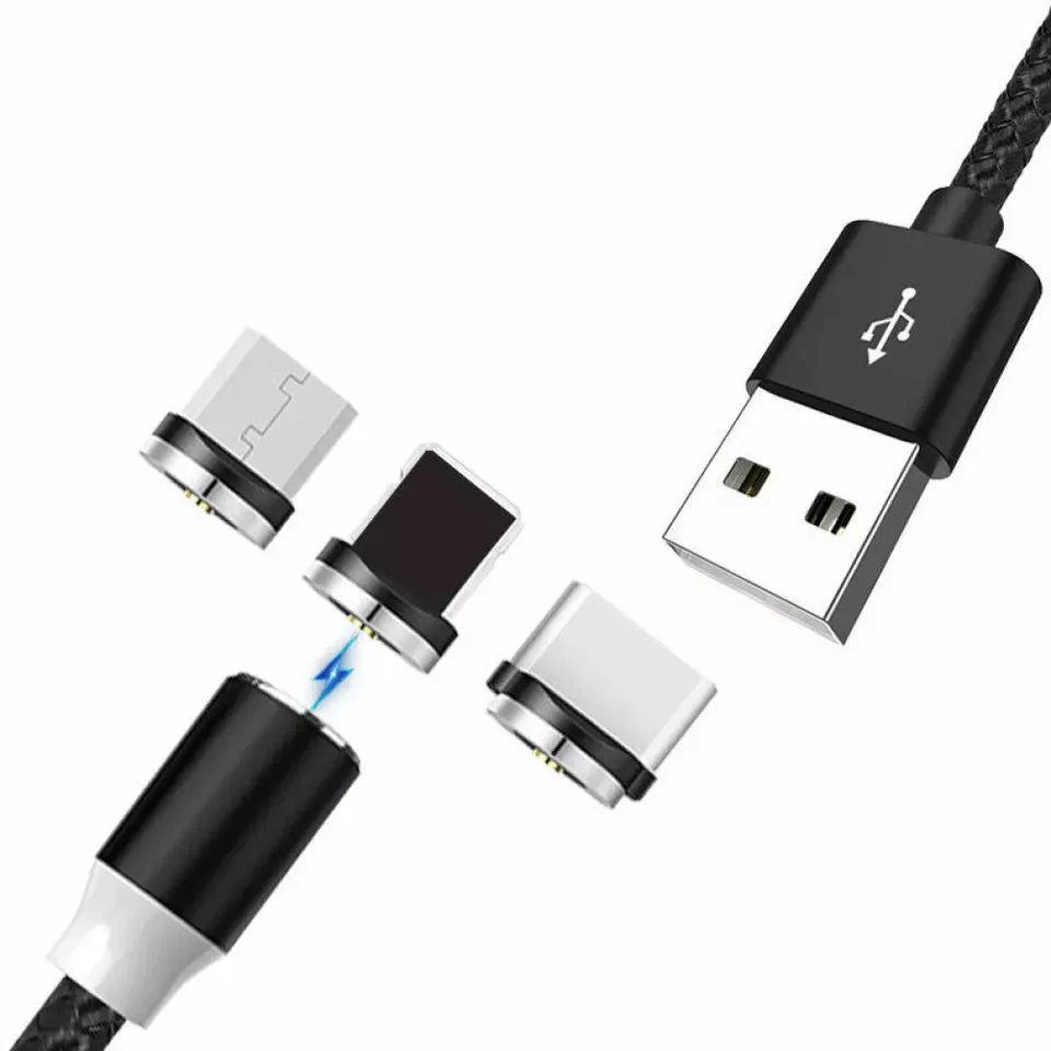 Cable de datos de carga USB magnético 3 en 1 de nailon trenzado de 1 m de alta calidad HYTO de 3 A - Imagen 3