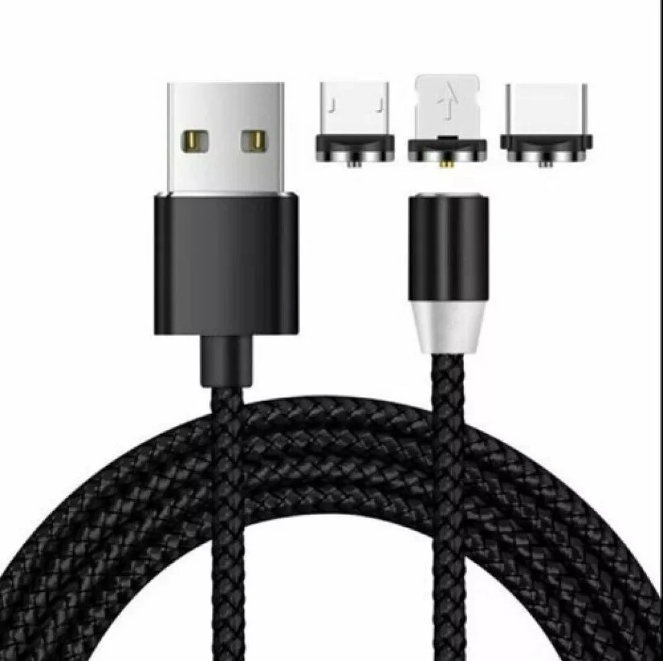 Cable de datos de carga USB magnético 3 en 1 de nailon trenzado de 1 m de alta calidad HYTO de 3 A - Imagen 2