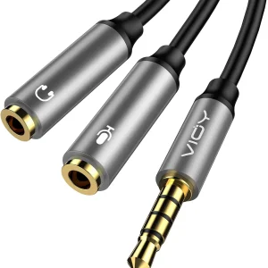 Cable divisor de micrófono para audífonos, 3.5 mm
